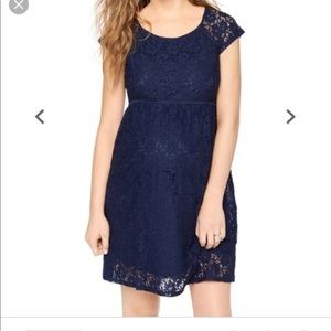 Navy lace maternity dress